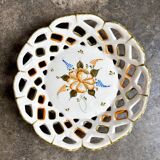 Openwork Moustiers bowl in hand-painted earthenware