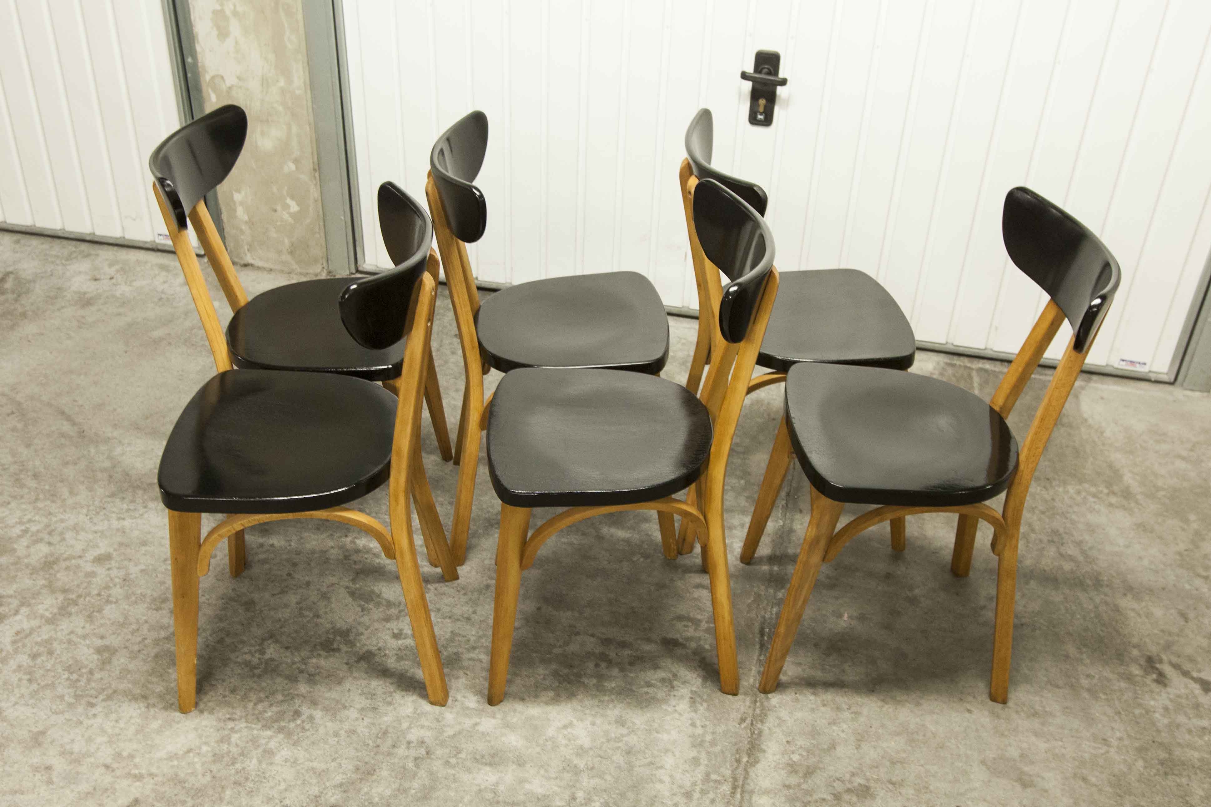 Set of 6 restored Luterma "banana" chairs