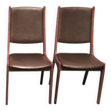 Paire de chaises de salle à manger KS Mobler en teck massif et cuir, années 1960