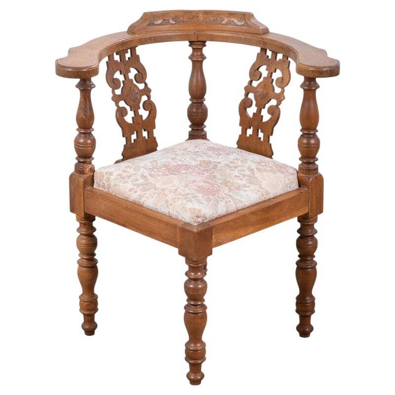 Vintage Danish Oak Corner Chair, 1940s
