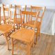 Set of 6 bistro chairs in blond wood luterma 1950
