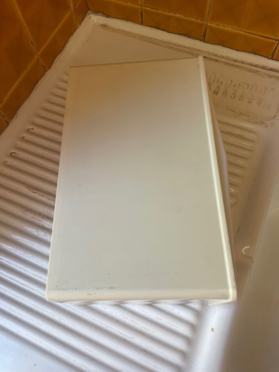 Bakelite white plastic vintage wall storage box with Flair origin label