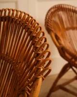 Pair of bamboo and wicker armchairs from the 1960s.
