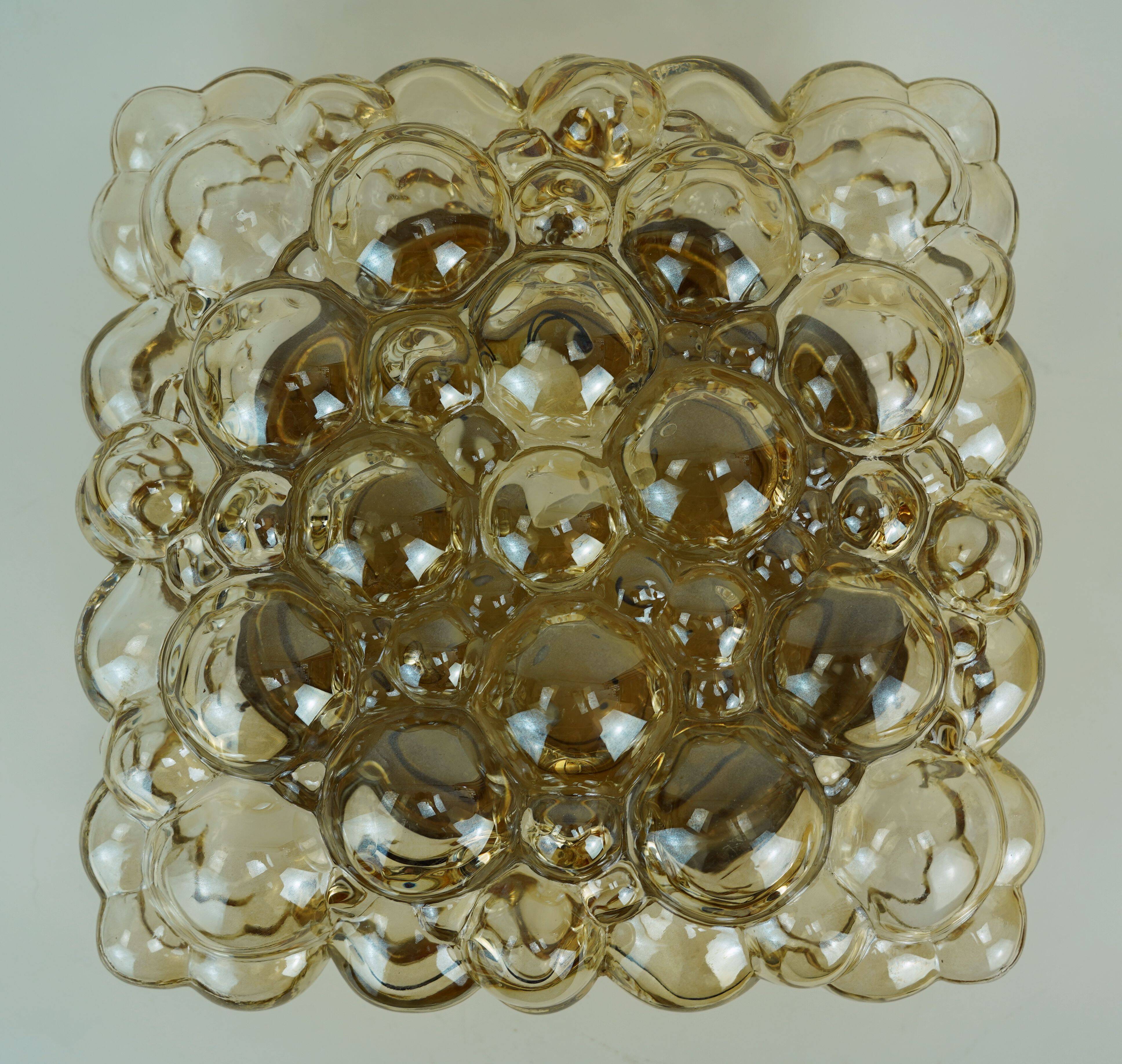 large mid century modern 1960's 1970's bubble amber glass CEILING LIGHT