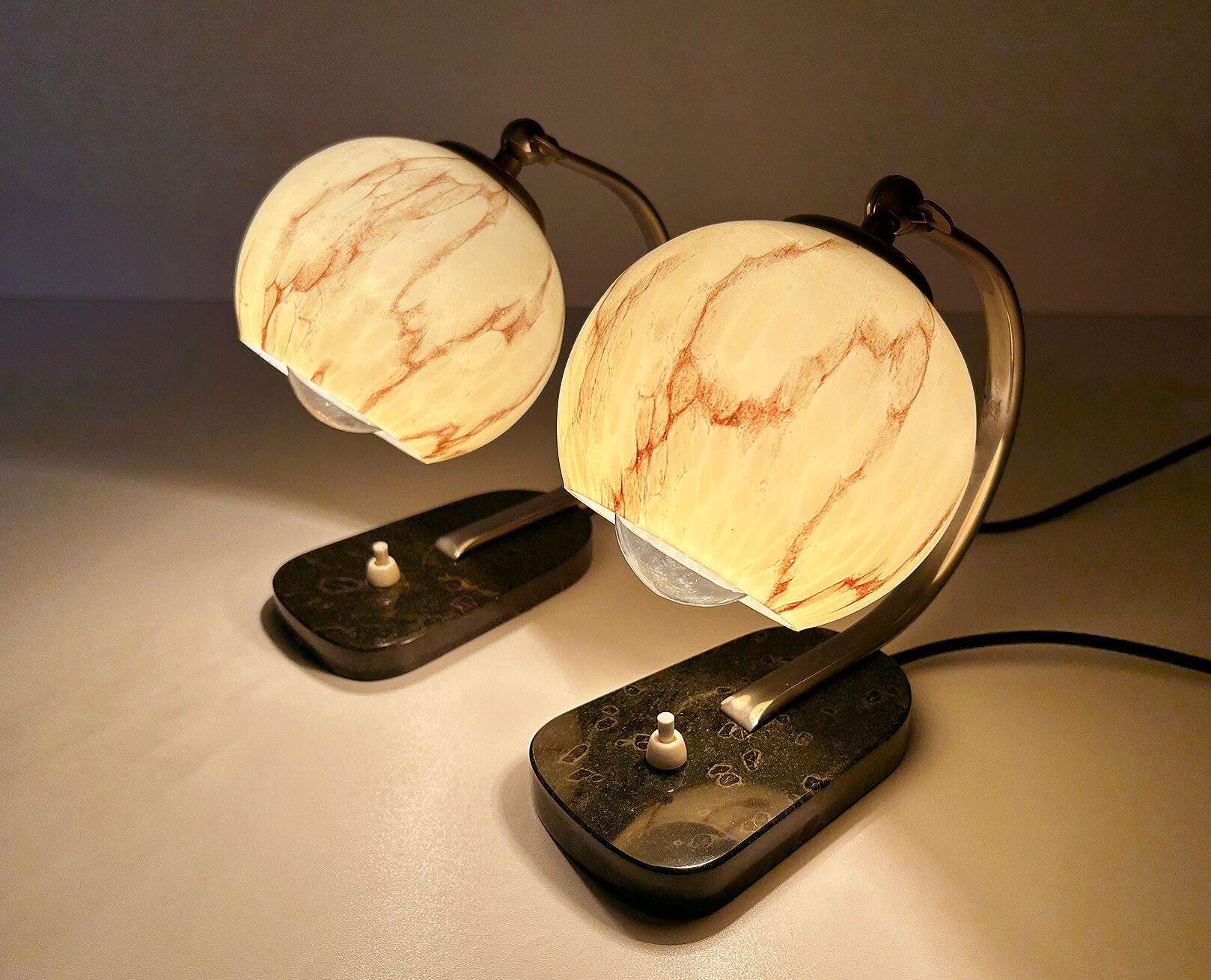 Pair of bauhaus art deco lamps 30s