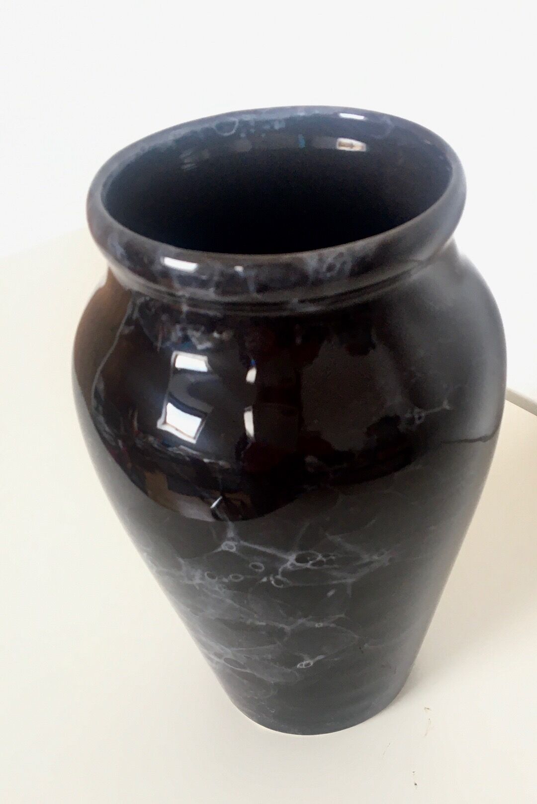 Marbled black faience vase