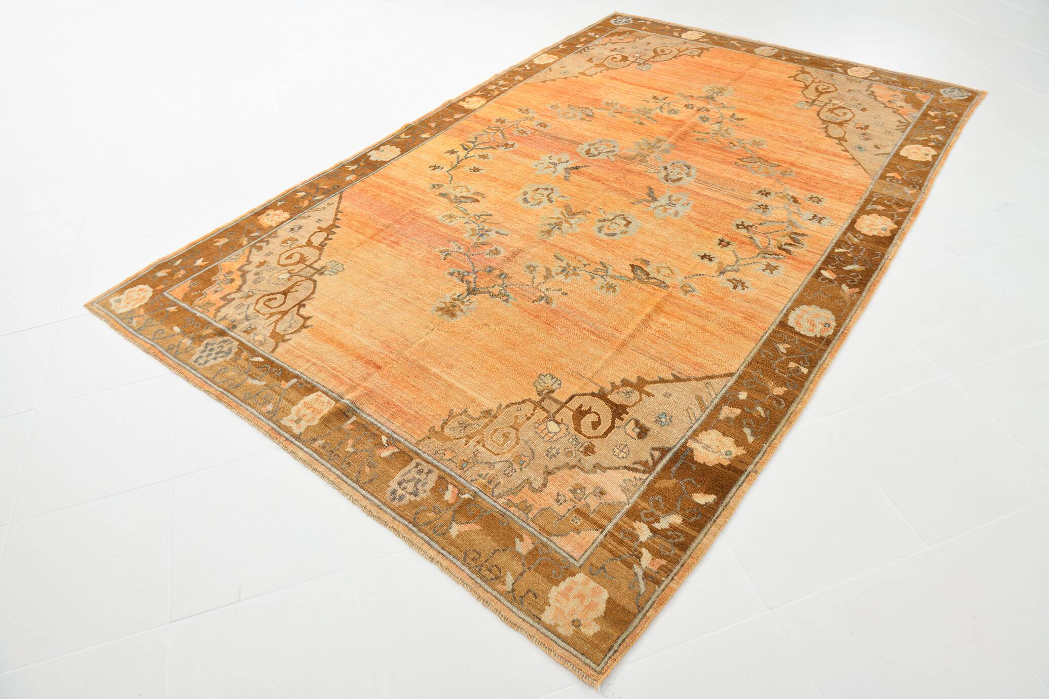 7x10 Peach & Brown Classic Persian Rug, 204x313Cm