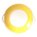 plat de service rond jaune et blanc porcelaine de limoges