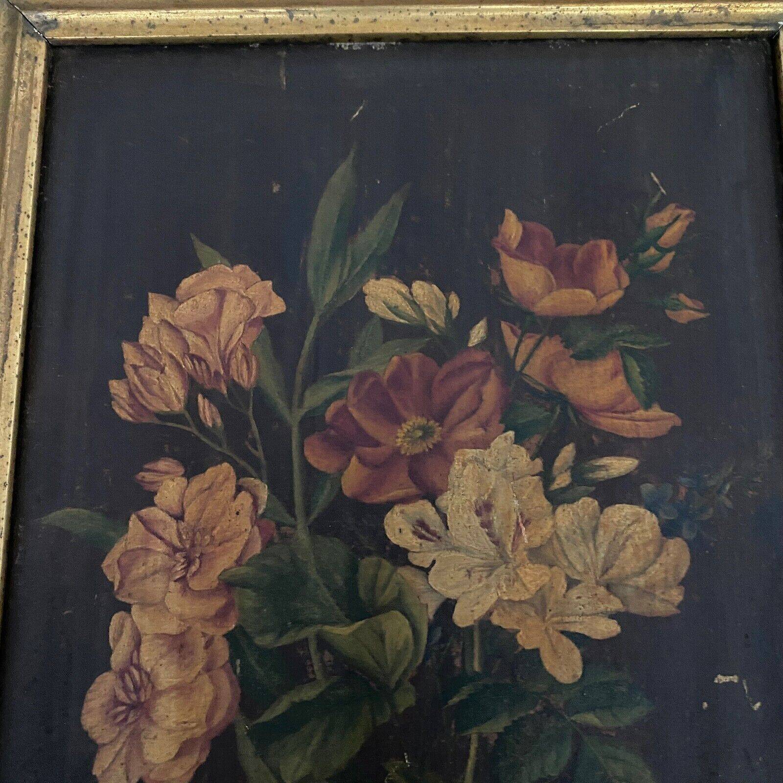 Pair of still lifes, oils on cardboard, late 19th century, bouquets of flowers