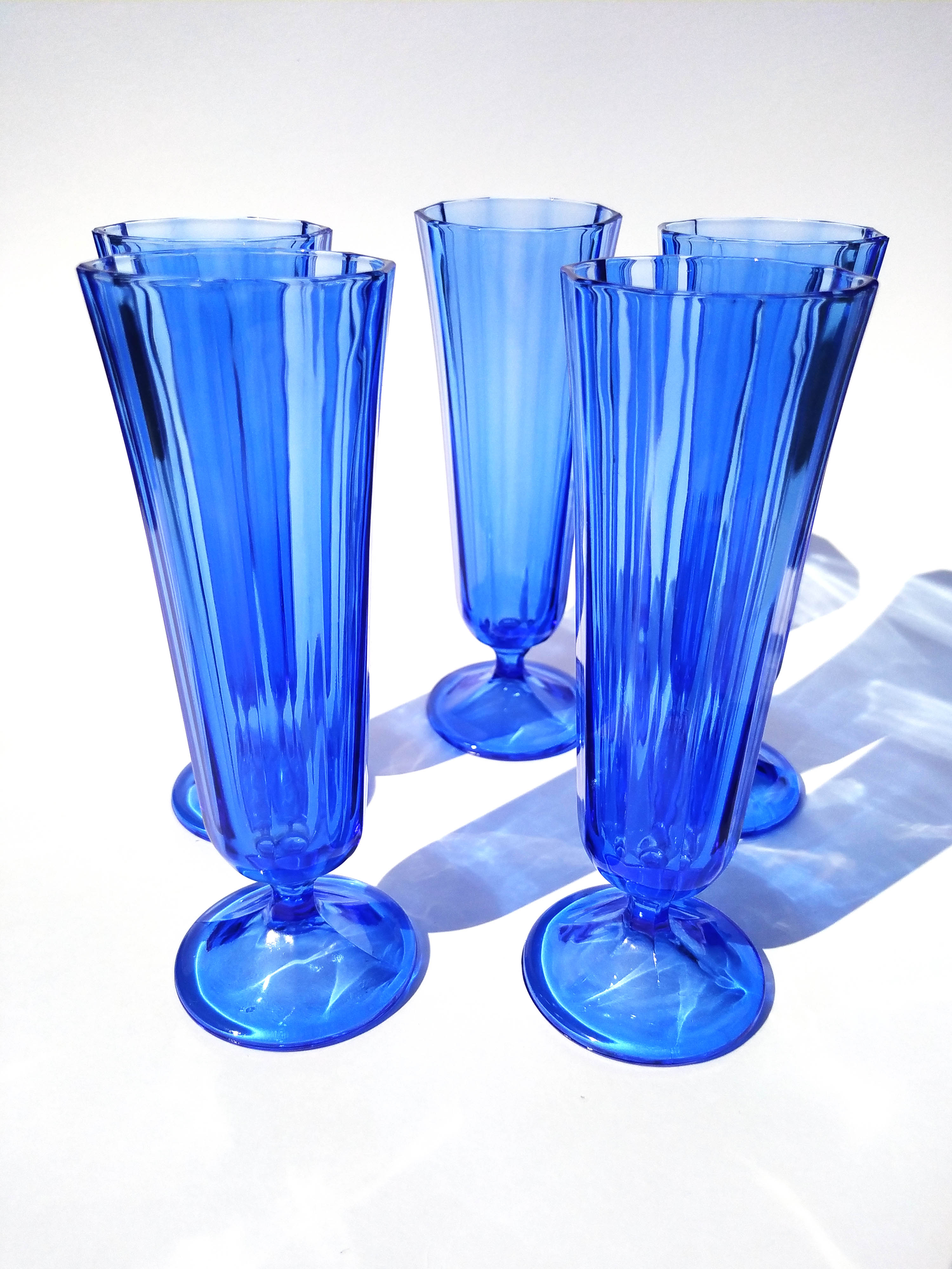 Vintage blue champagne flutes