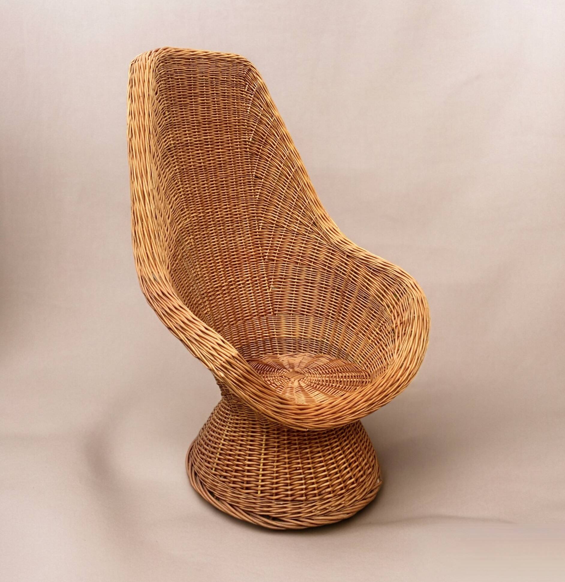 Vintage woven wicker armchair
