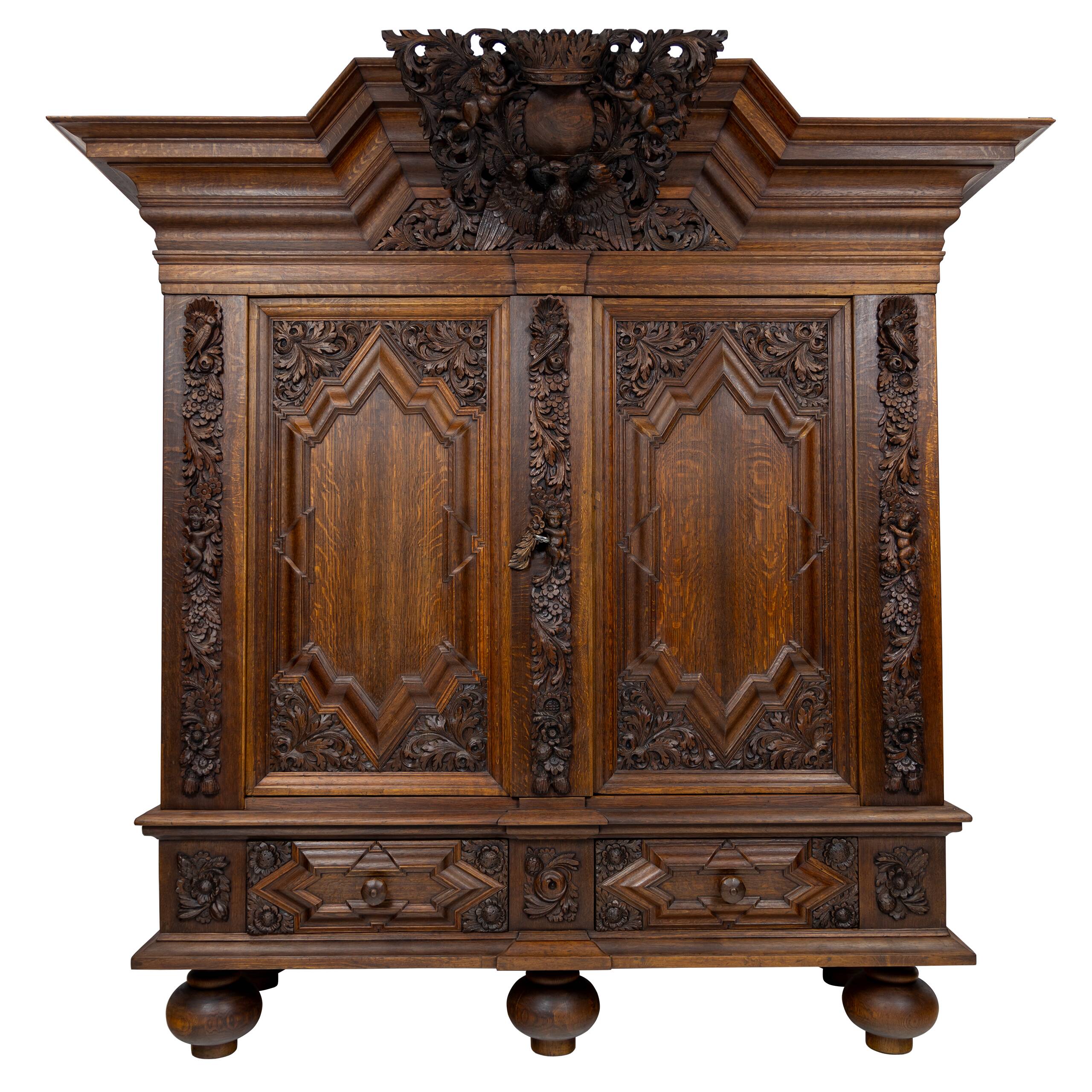 18th-century oak Baroque wardrobe - Königsberg