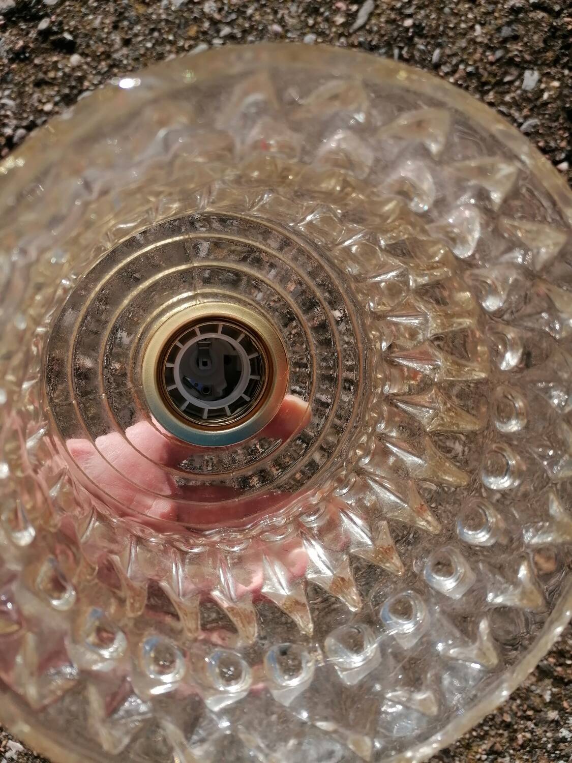 Globe hanging lamp in vintage molded glass