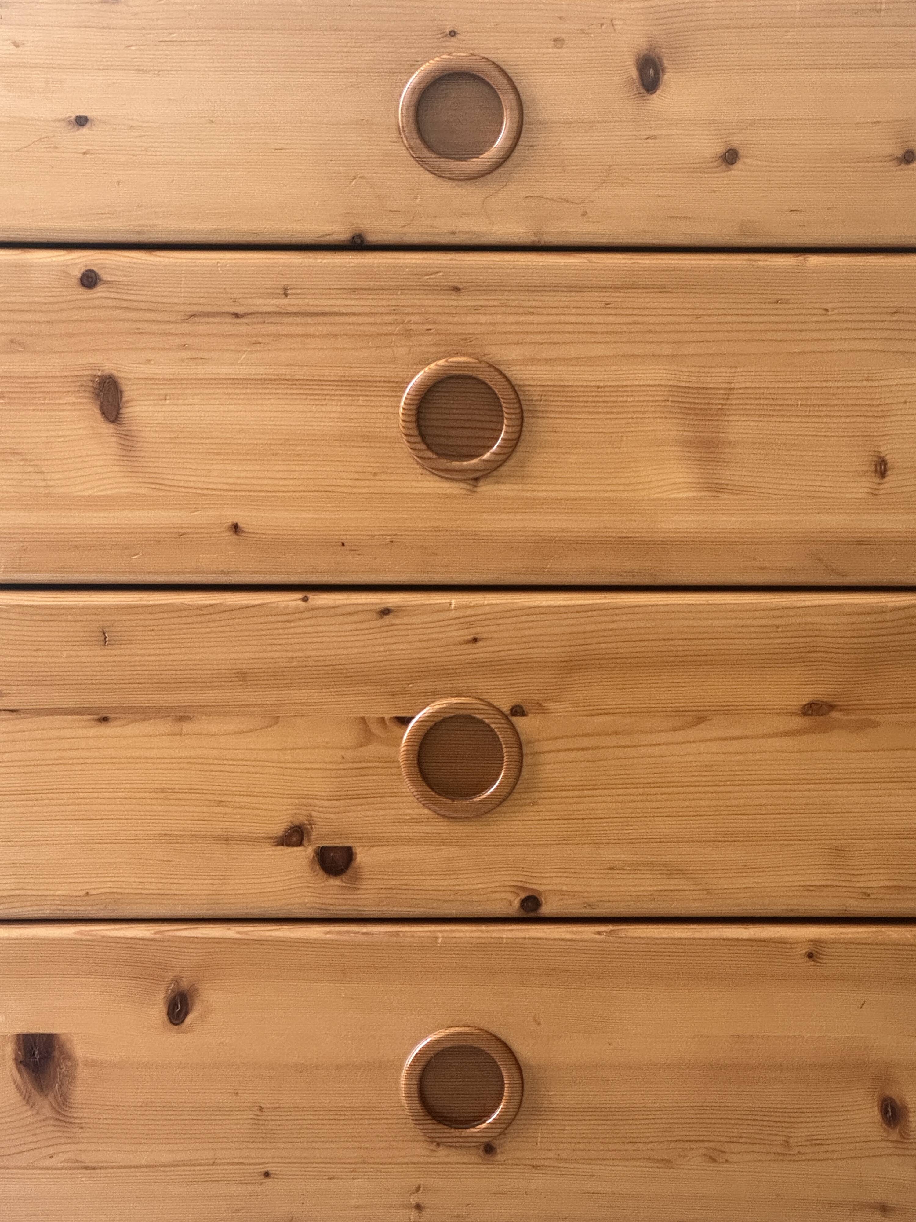 Solid pine chest of drawers attributed to Charlotte Perriand, Les Arcs 1970