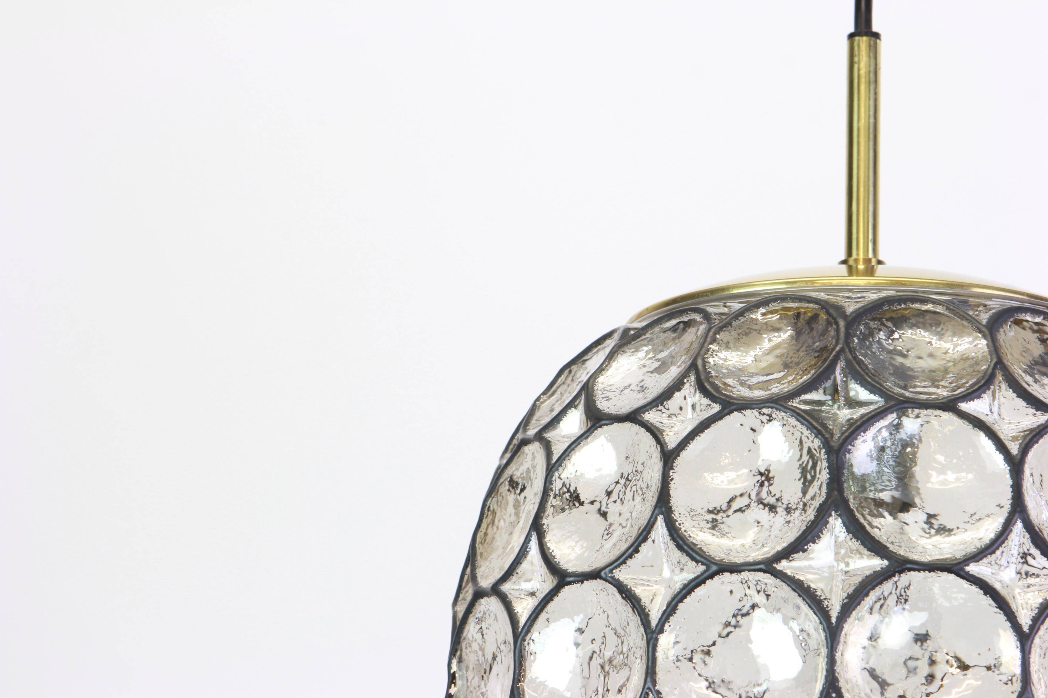 Iron and clear glass pendant from Limburg, Germany, 1960s.