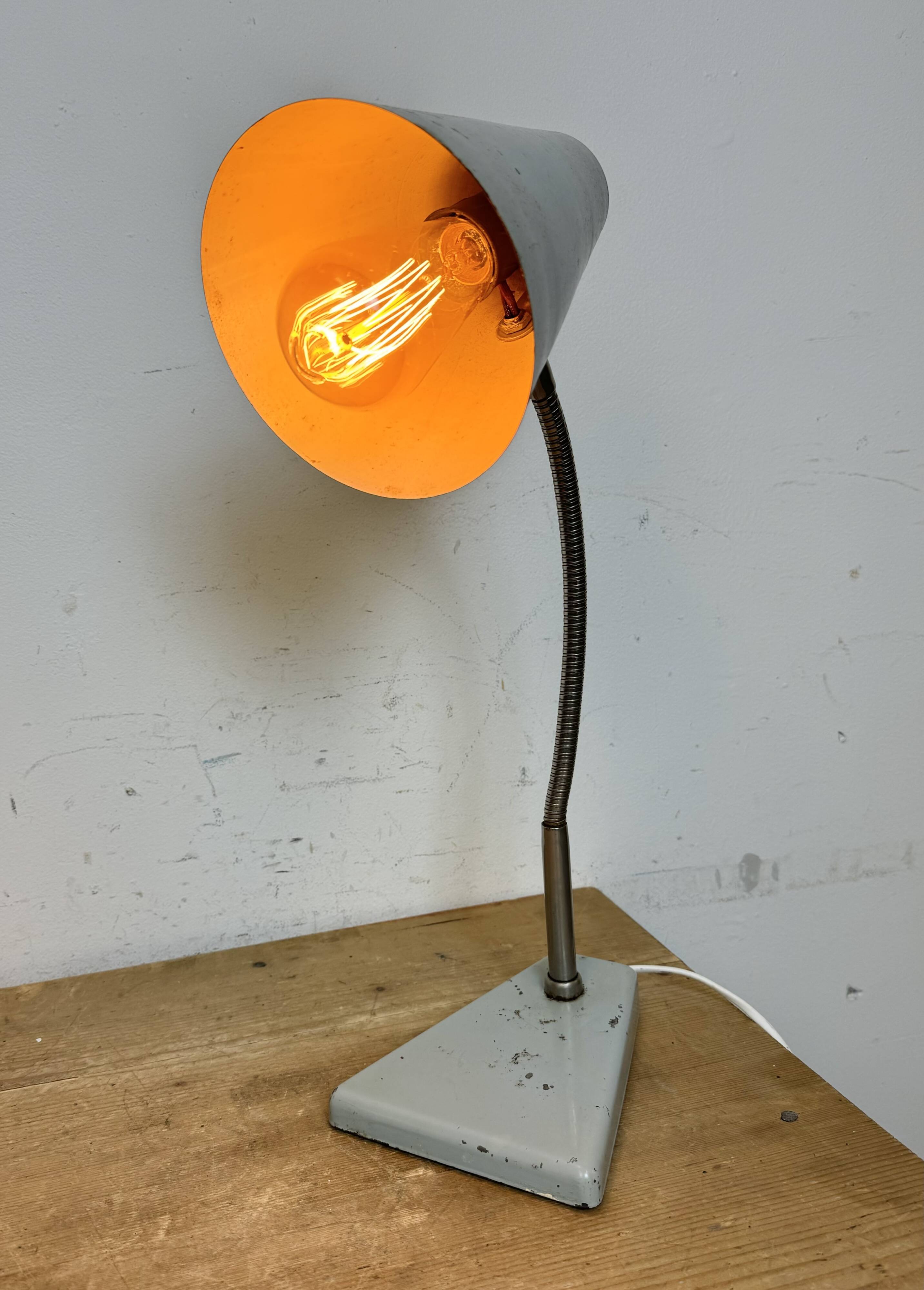 Grey Industrial Gooseneck Table Lamp from Zaos, 1960s