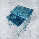 Postmodern Handmade Nesting Table Set by J. Berdou, France, 1980s, Set of 2