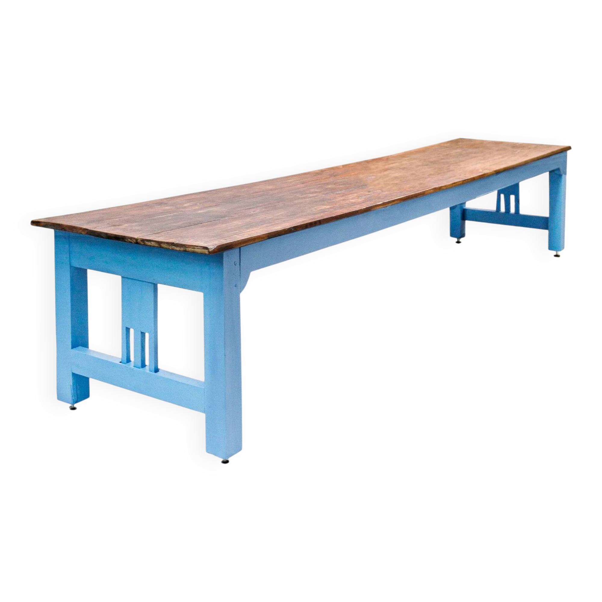 Very long vintage French wooden cloister table