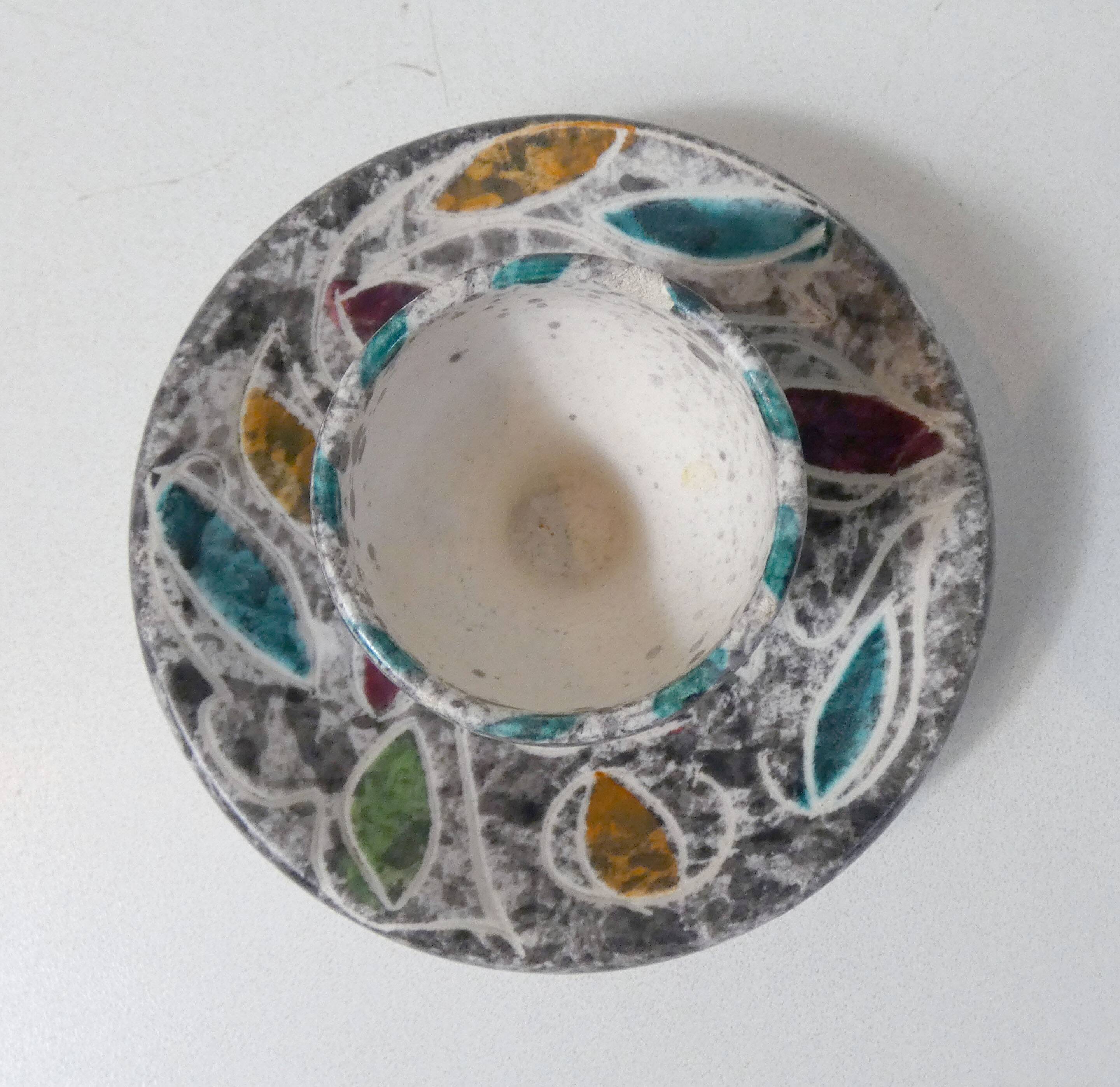 Vallauris ceramic eggcup signed Yvan Borty