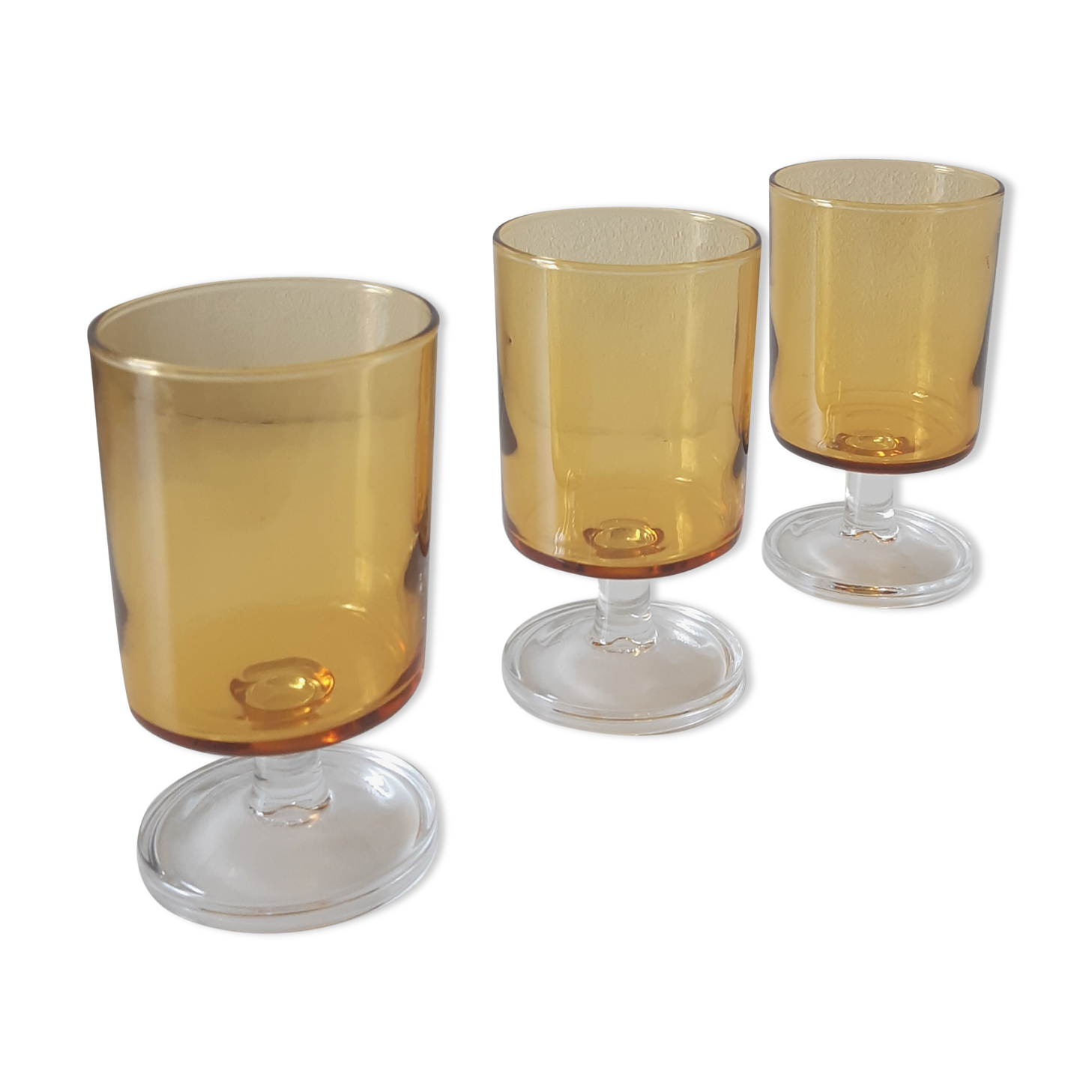 Lot de 3 verres à pied ambrée