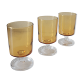 Set of 3 glasses with amber foot