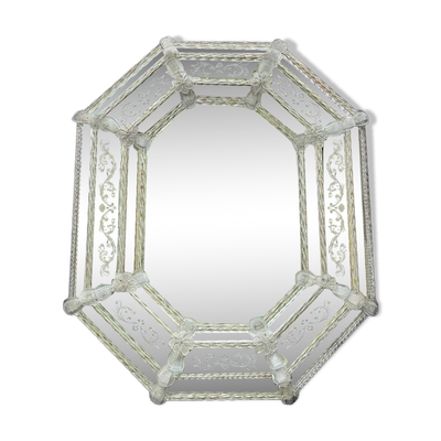 Miroir vénitien en verre de Murano incolore vers 1920