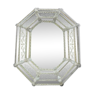 Miroir vénitien en verre de Murano incolore vers 1920