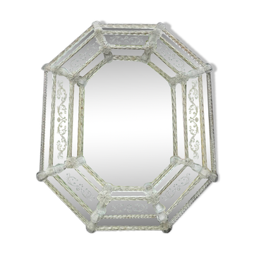 Miroir vénitien en verre de Murano incolore vers 1920