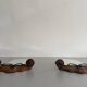 Pair of brass double-headed candlesticks with mirrors, 1940s, Italy