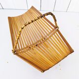 Folding fruit basket wood and vintage bamboo
