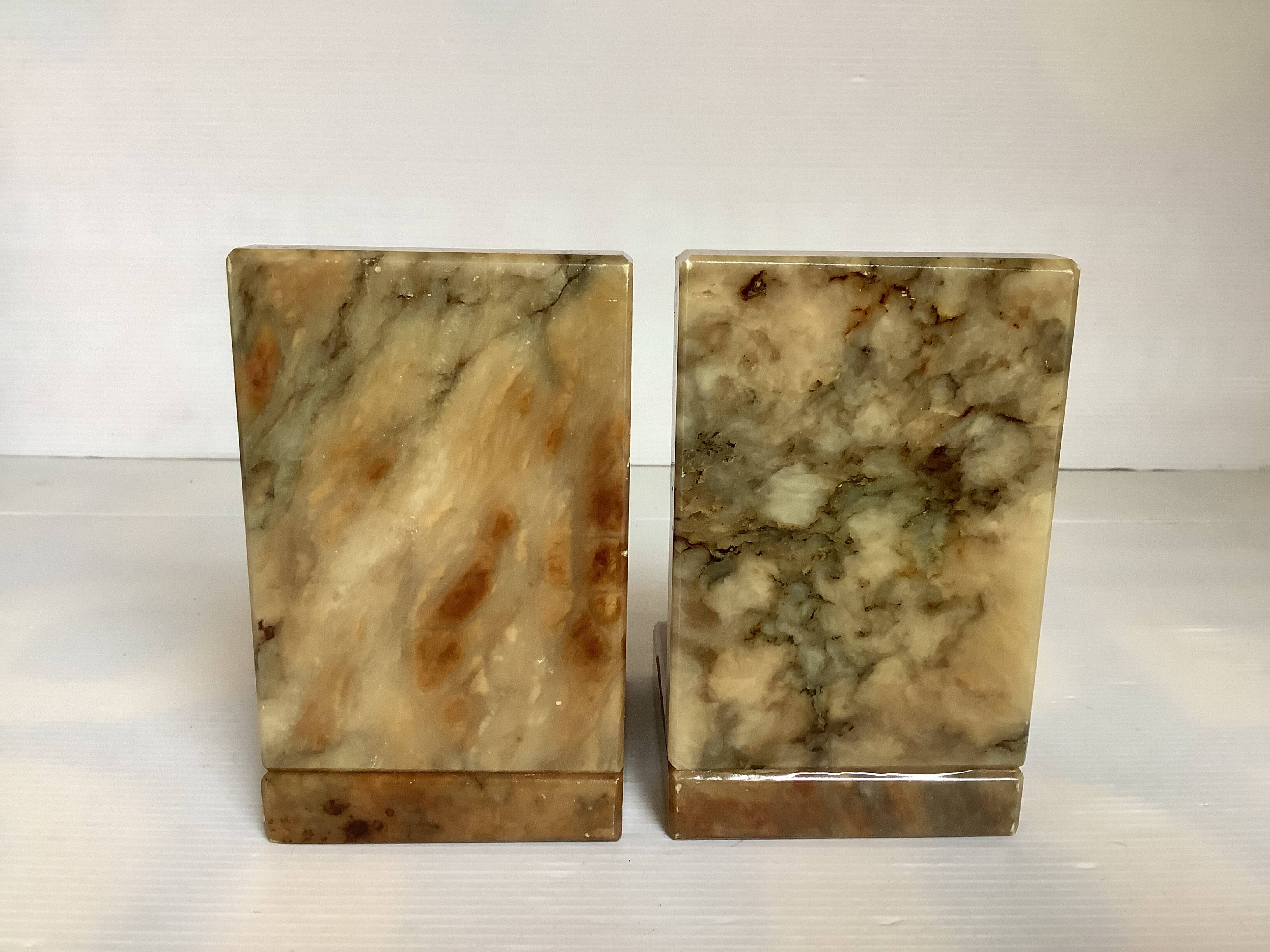 Pair of onyx marble ring bookends