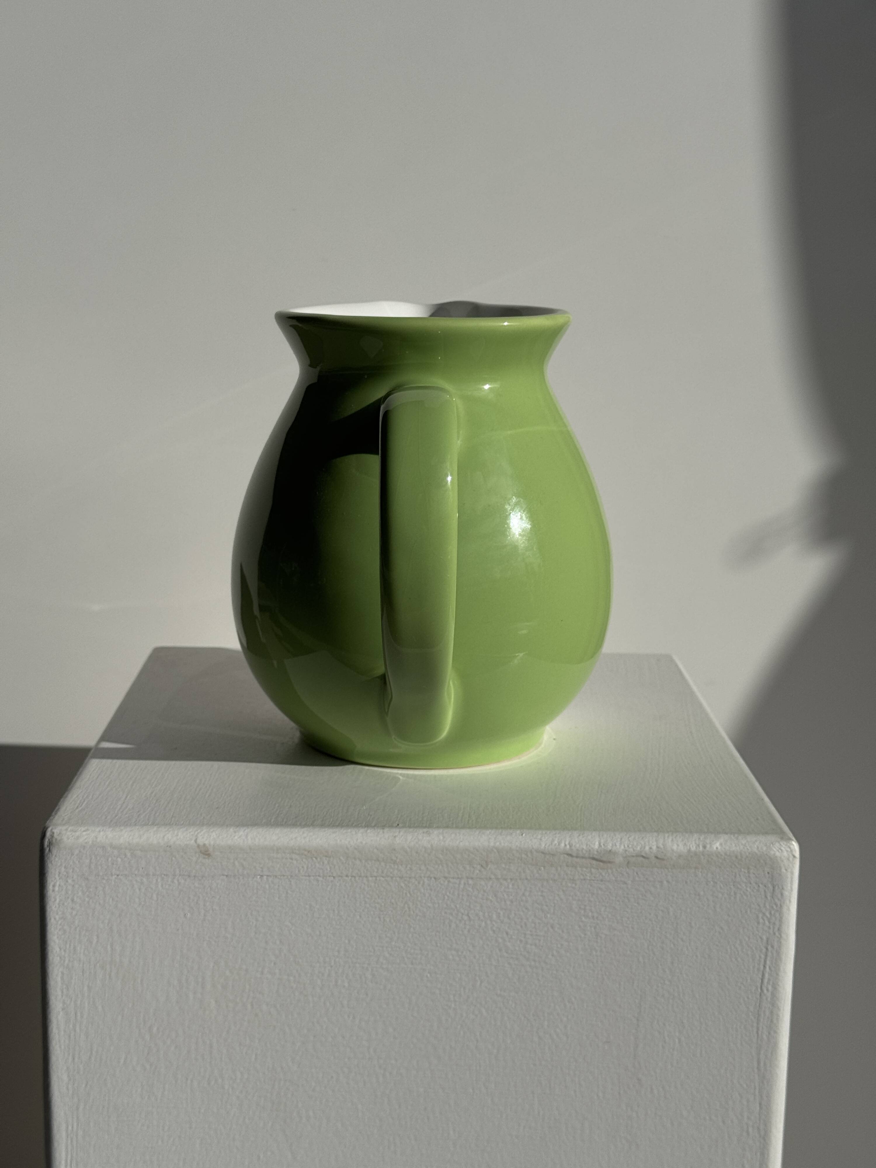 90s white and green ceramic carafe H17 D11