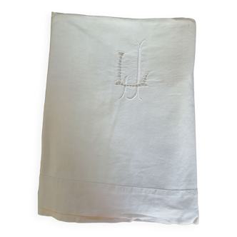 Linen sheet with monogram