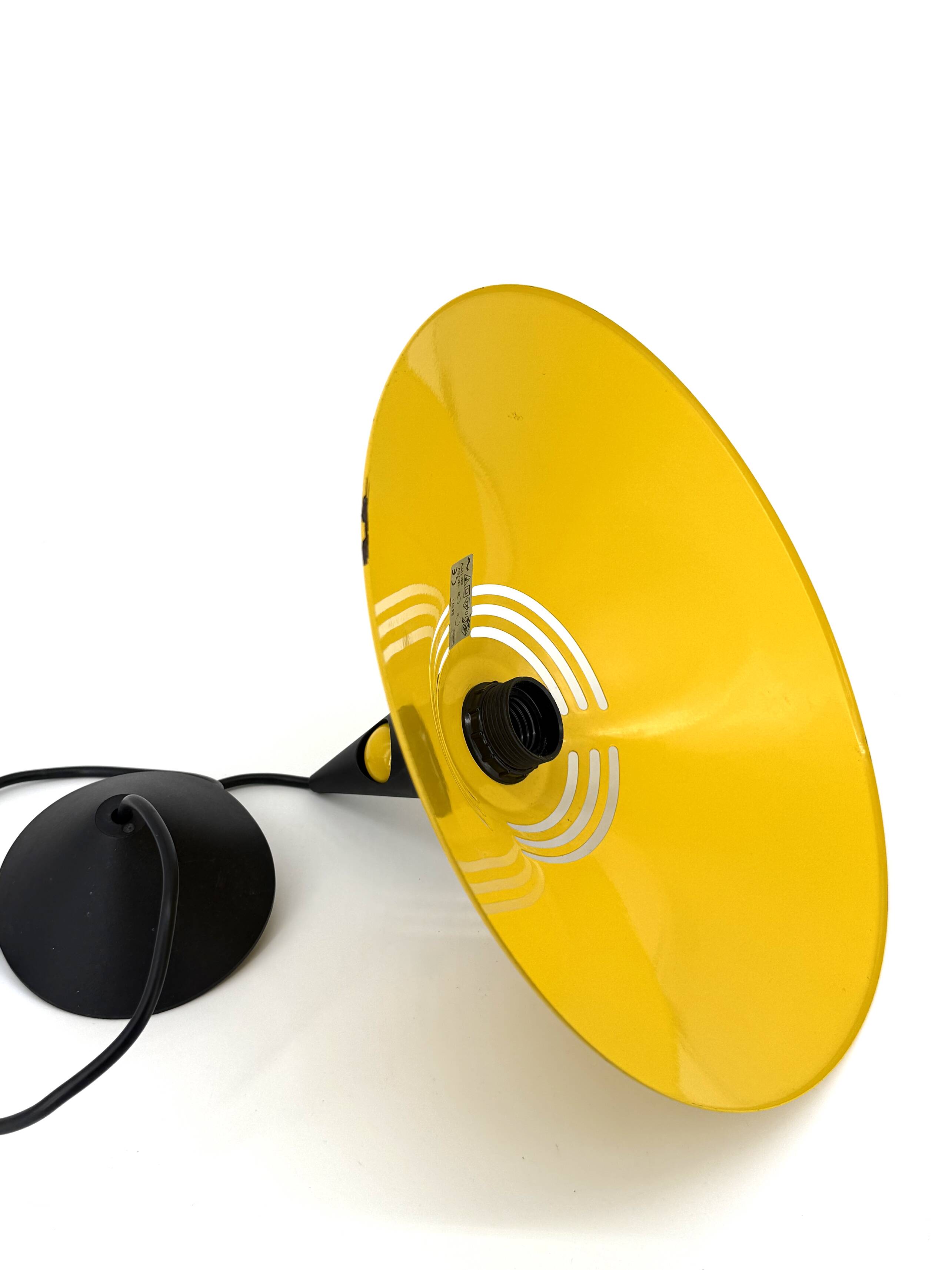 Vintage yellow and black lacquered metal pendant light