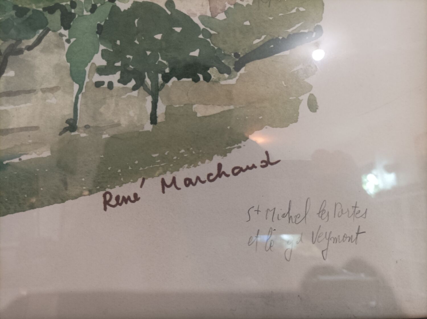 Watercolor view of Grand Veymont and St Michel les portes , signed René Marchand late 19th early 20th