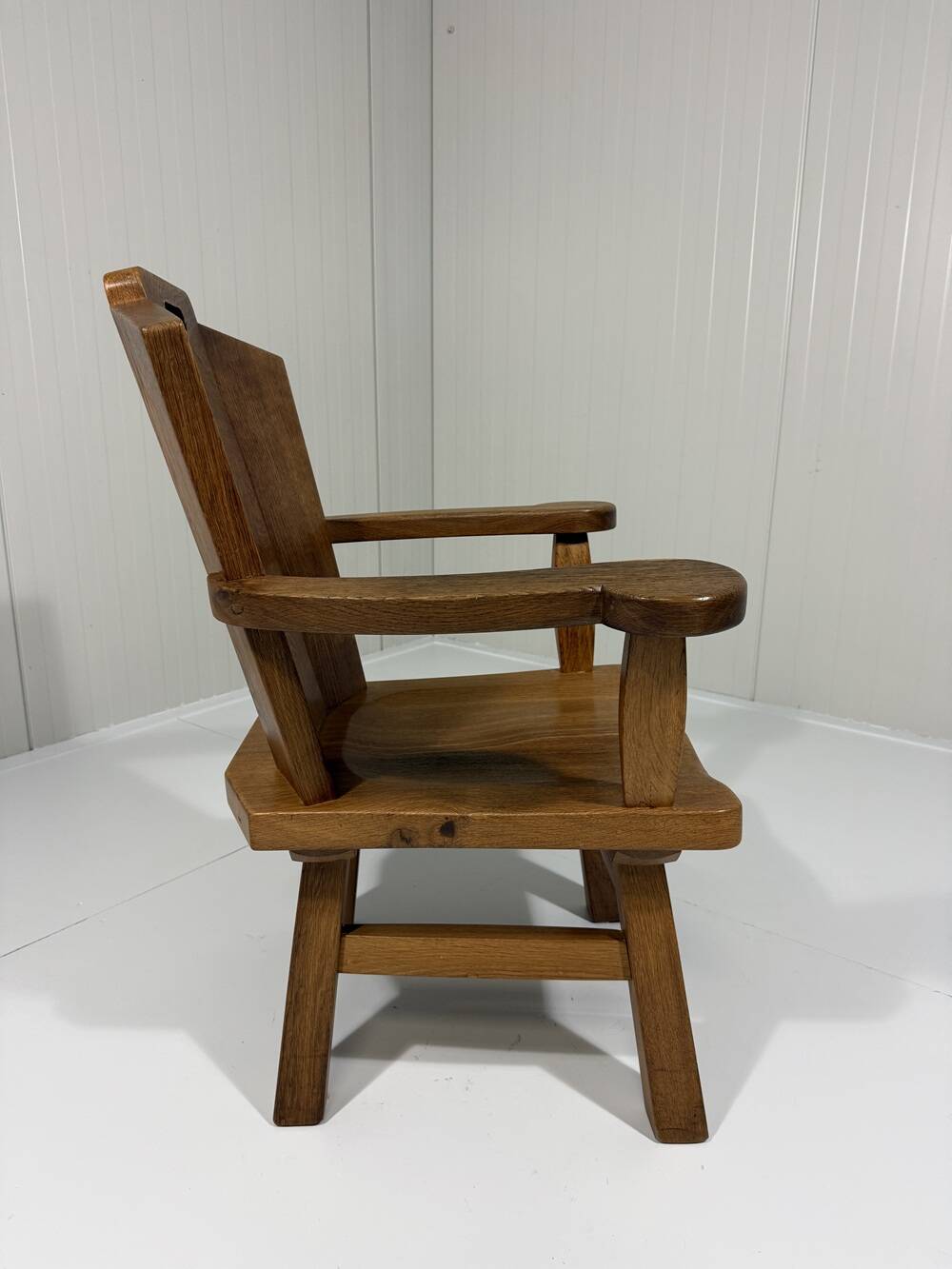 Rustic brutalist arm chair solid oak 1960’s