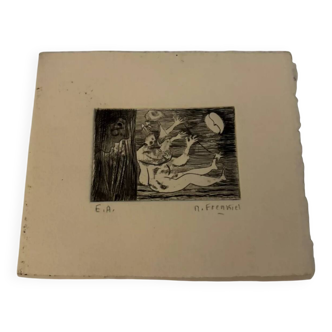 Lithographie Original Signé M Frenkiel