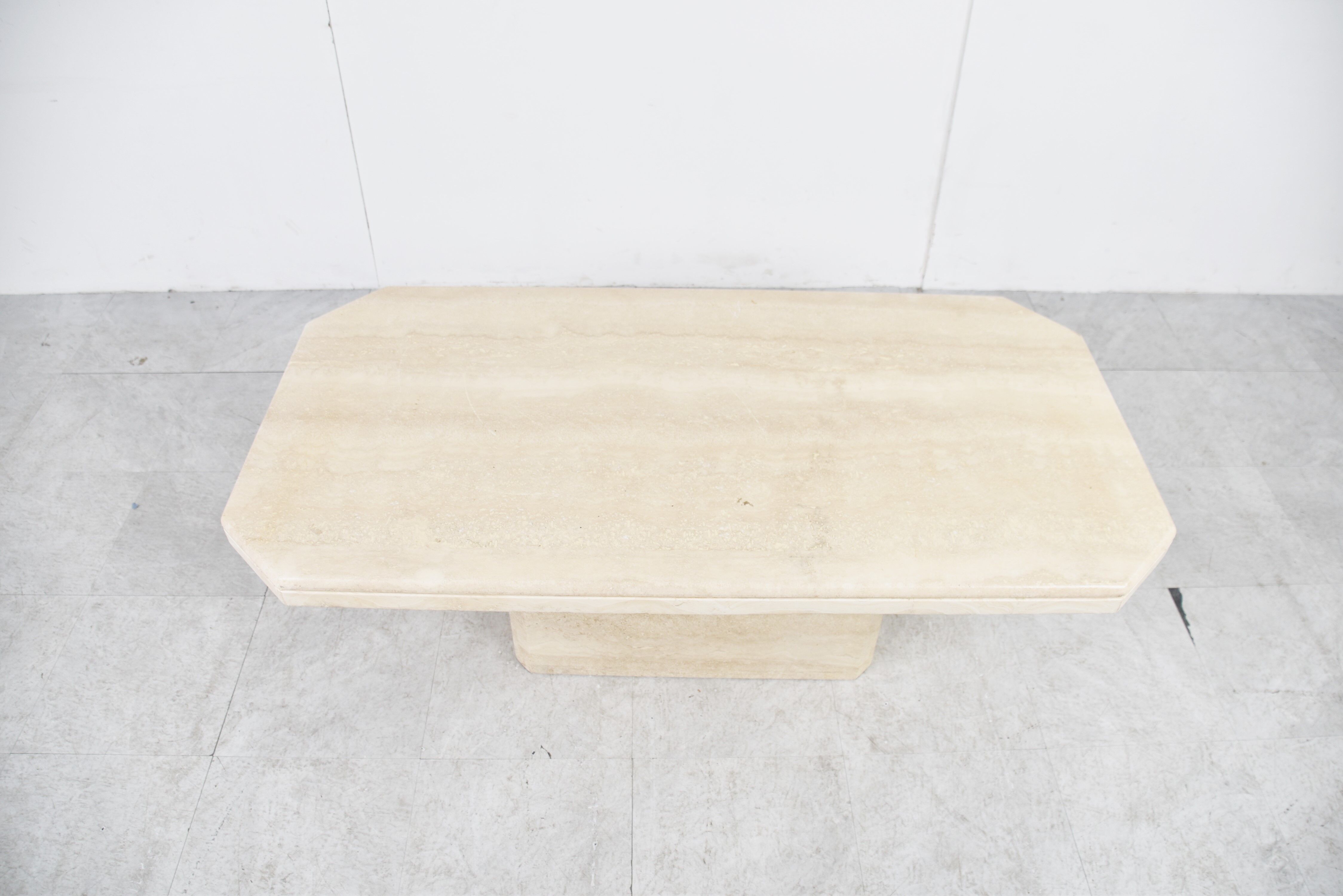 Vintage travertine coffee table, 1970s