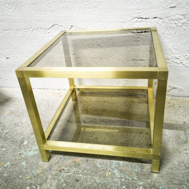 Golden side table and smoked glass