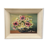 Oil on canvas sign bouquet of flowers still life xxth frame ceruse