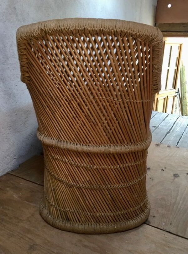 Méridienne chaise longue bambou et rotin vintage