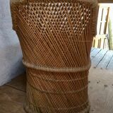 Honeycombed chaise longue bamboo and vintage rattan