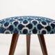 Set of two Scarabeo triangle stools in blue Dedar velvet, mid-century, Europe, 1960s.