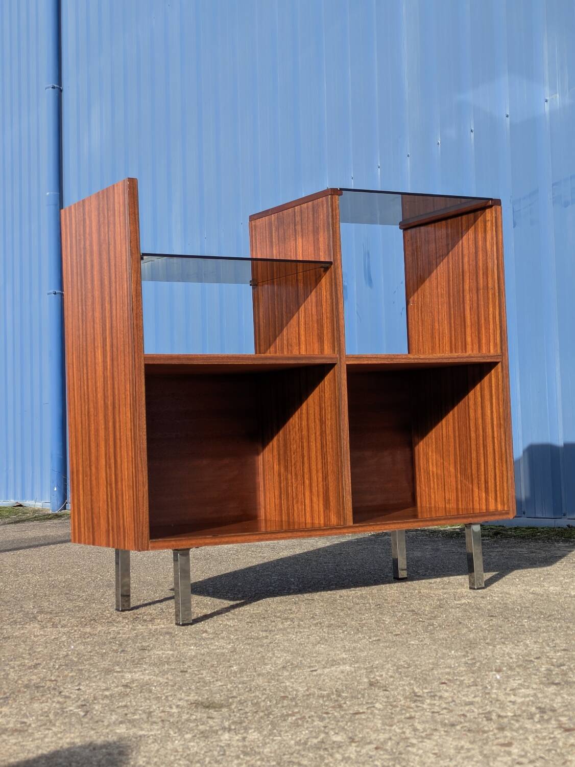 Meuble rangement Hi-Fi vinyles moderniste vintage 1960