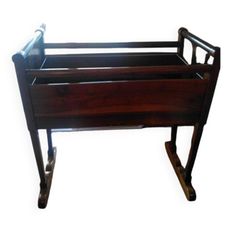 Antique Louis Philippe walnut rocking cradle