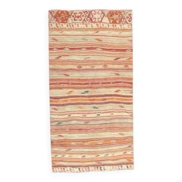 1970s Turkish Oushak Kilim Wool Rug 101x197