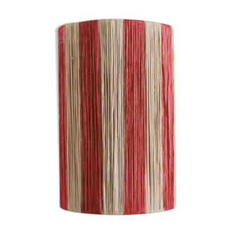 Raffia wall lamp with ochre stripes