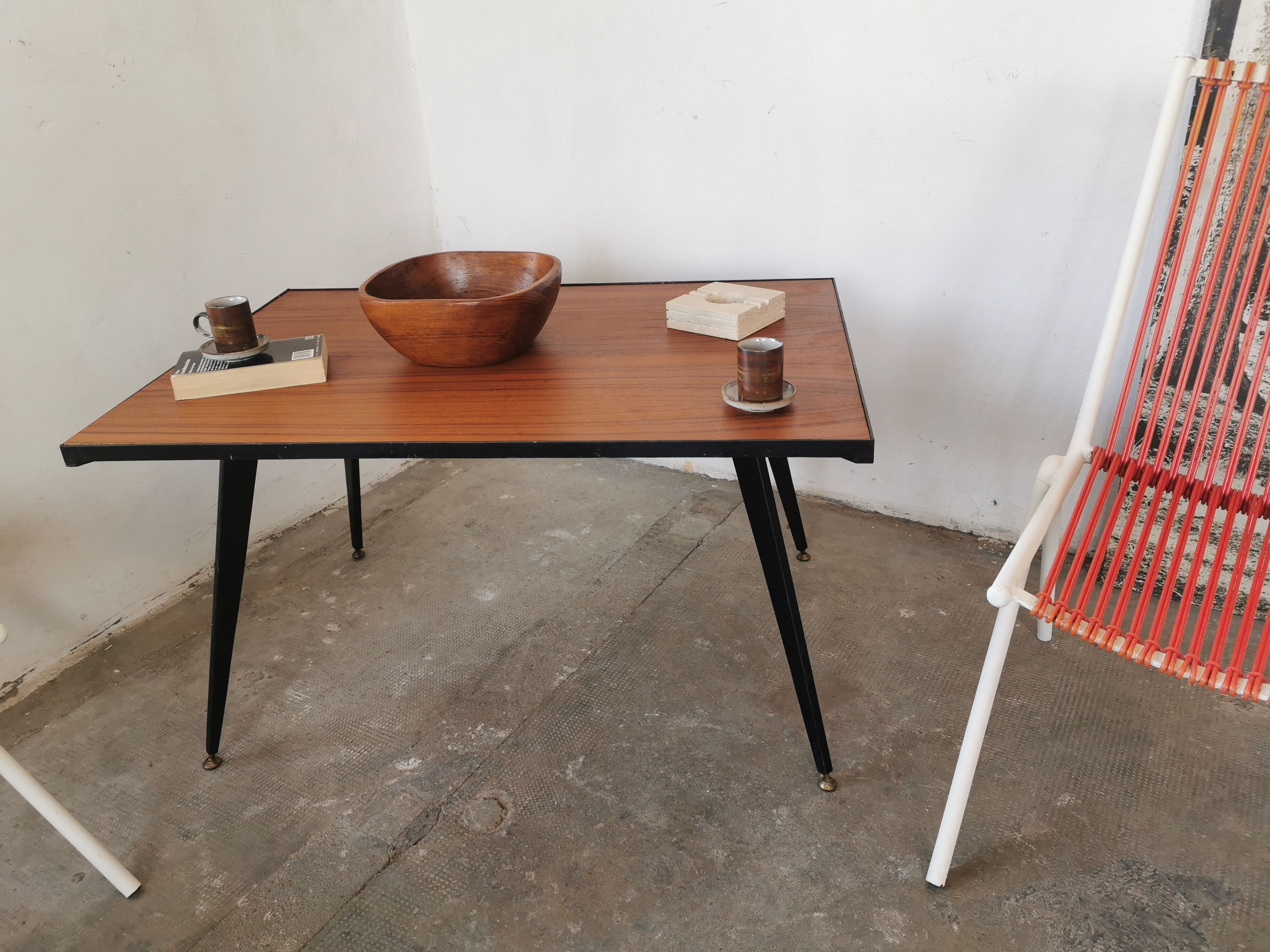 Coffee table mid-century compass legs