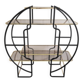 Grande étagère séparateur de pièce Hollywood Regency en métal et laiton