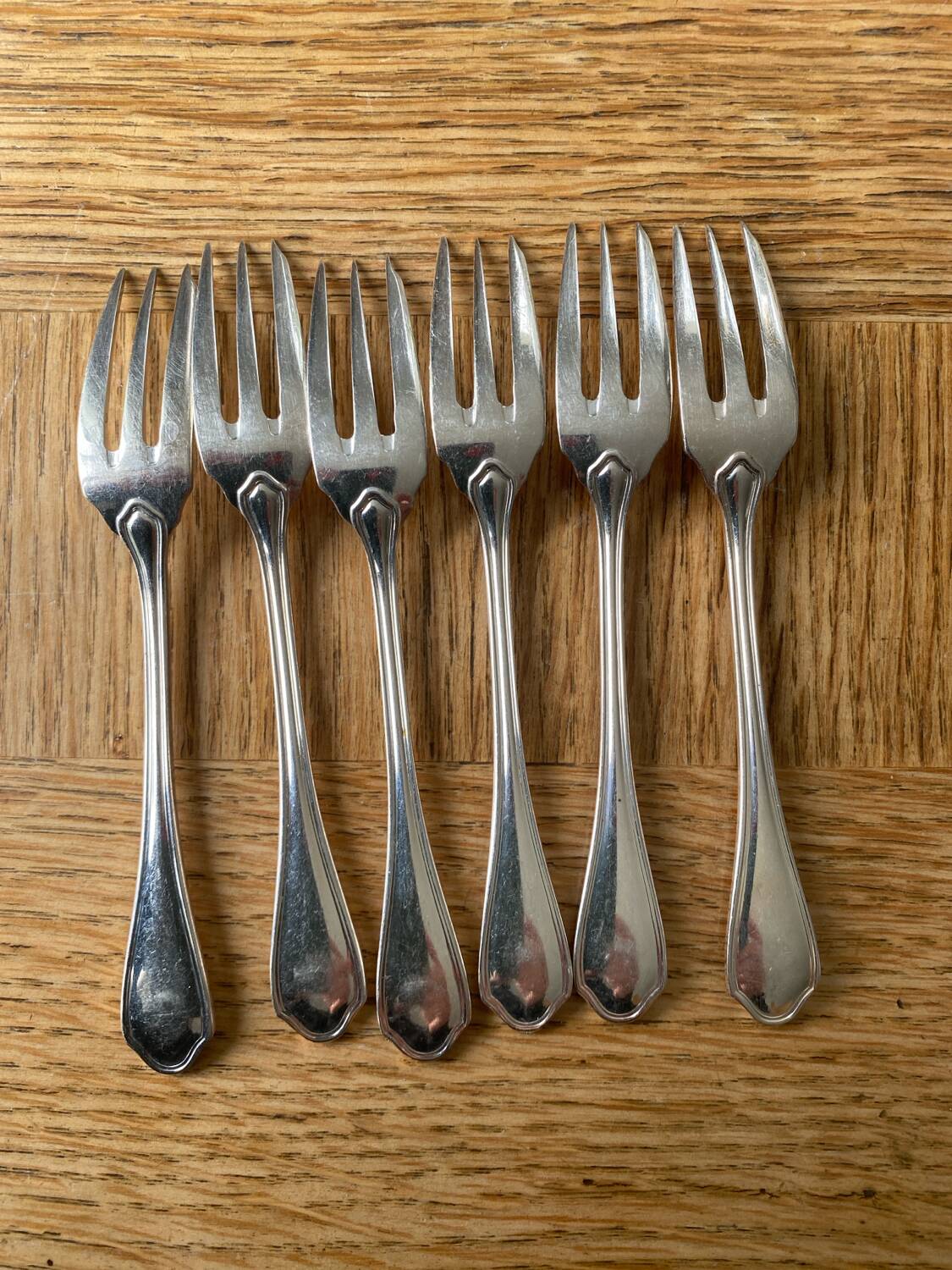 6 silver metal cake forks Ravinet d'enfert